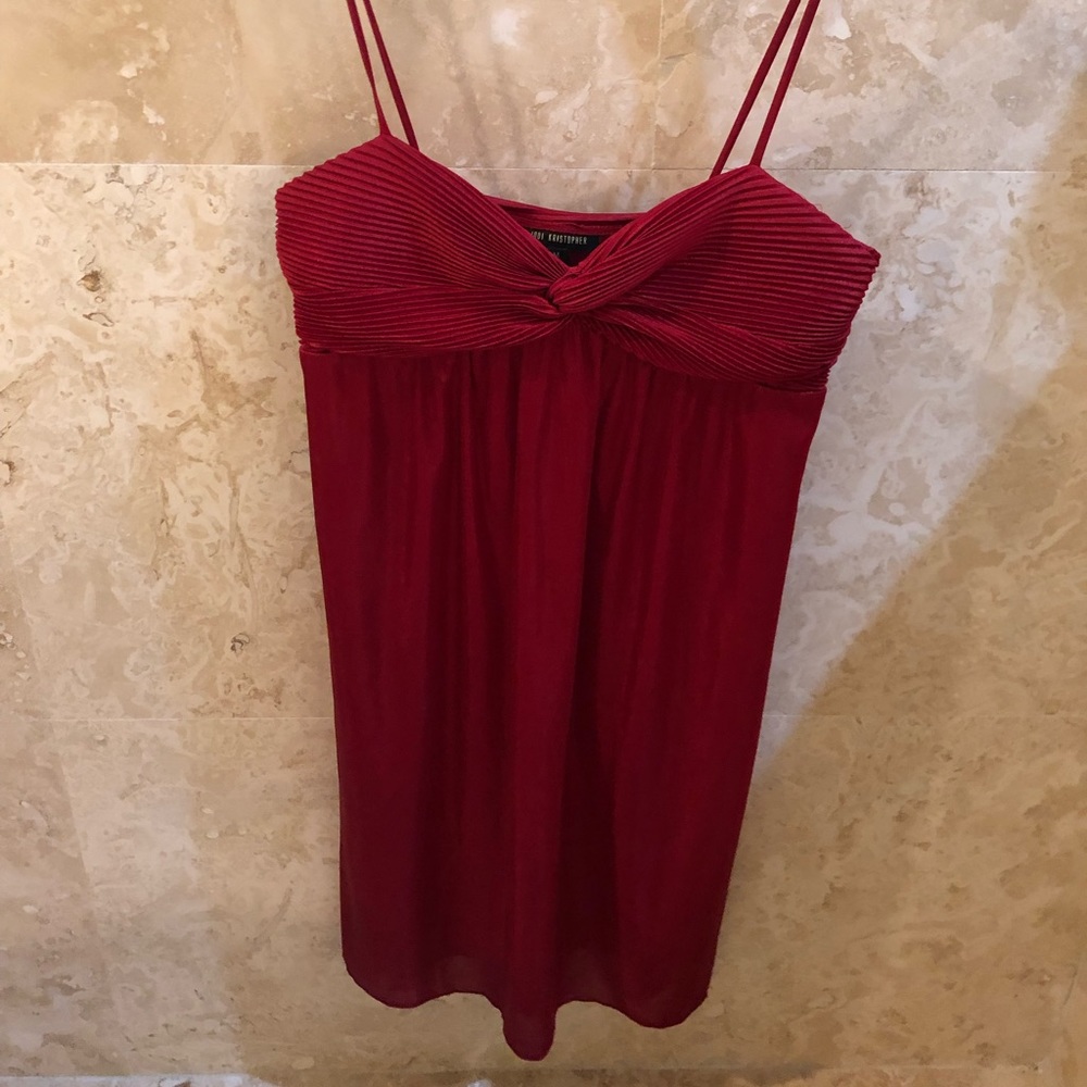 Jodi kristopher red shimmer dress
